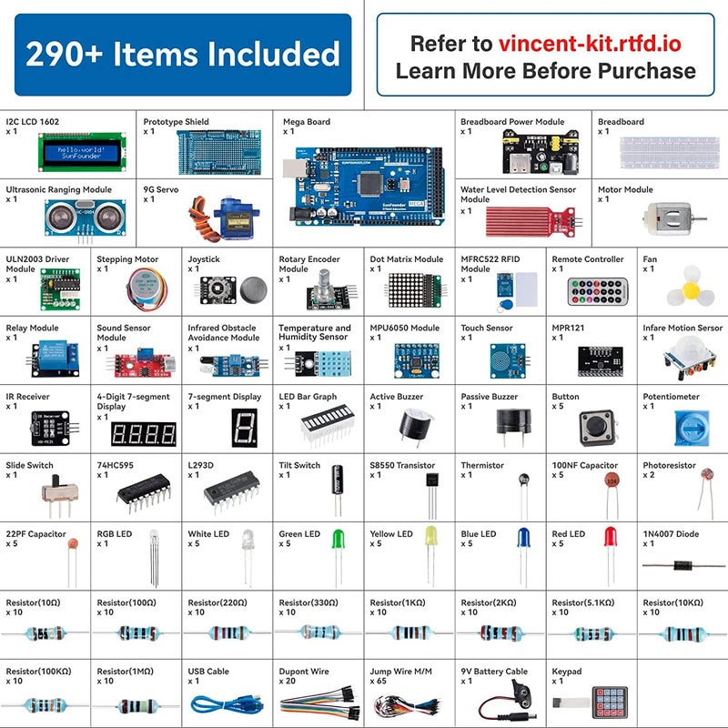 SunFounder Project The Most Complete Electronics Starter Kit Compatible with Arduino Mega 2560 R3 Mega328 Nano, 73 Tutorials Included - Image 2